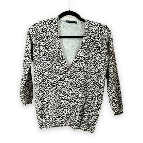 Zara Knit Leopard Print Cardigan Size Small - Picture 1 of 4